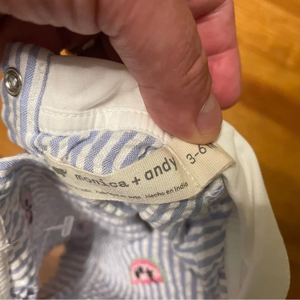 Monica & Andy Seersucker Peter Pan Collar Watermelon Romper Size 3-6 Months